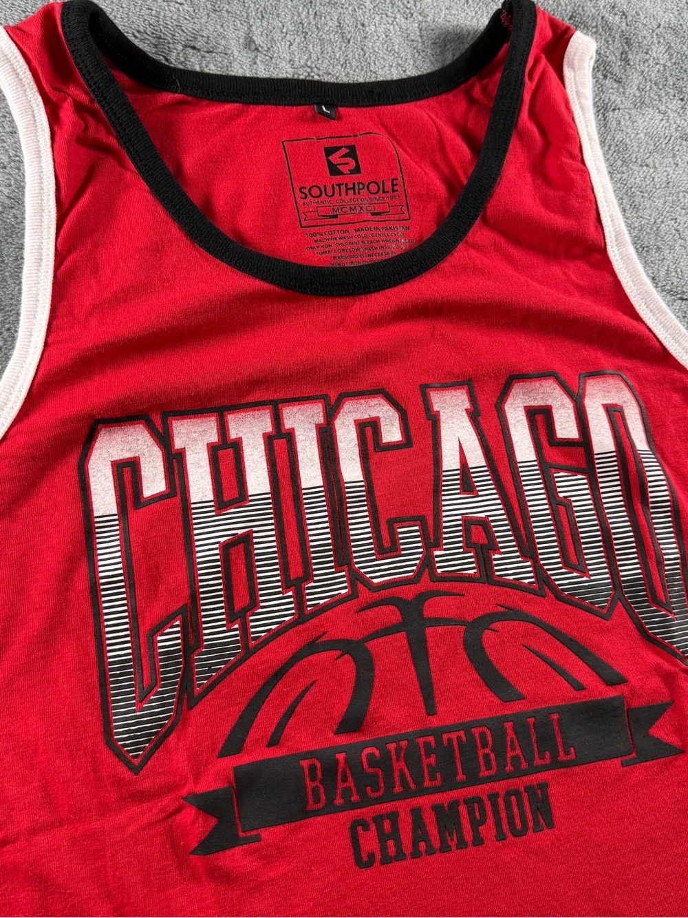 VTG 1990s Southpole Chicago Basketball Champion Striped Tank Top Men's Size L